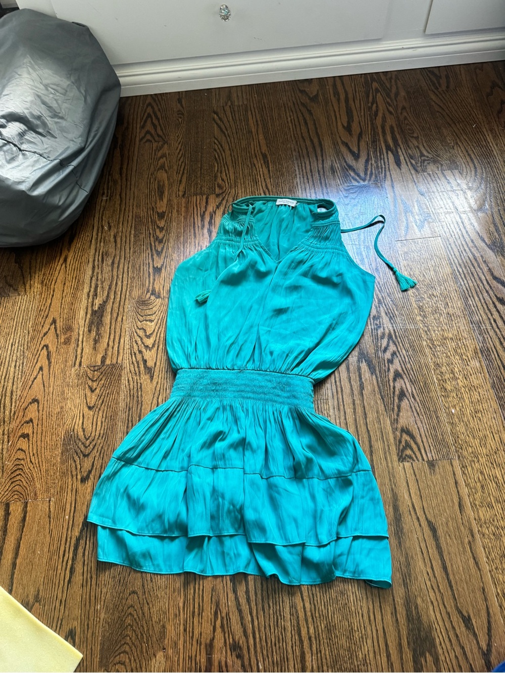 Ramy Brook Teal Halter Tiered Mini Dress